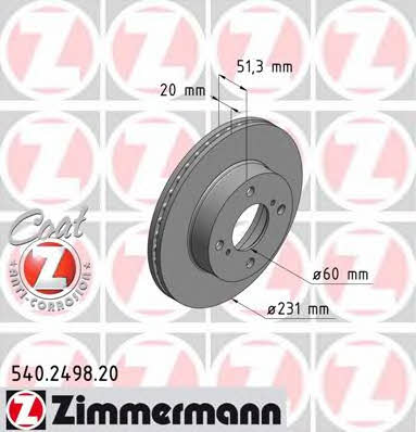 Otto Zimmermann 540.2498.20 Front brake disc ventilated 540249820