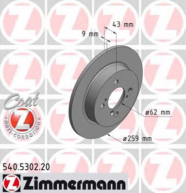 Otto Zimmermann 540.5302.20 Rear brake disc, non-ventilated 540530220