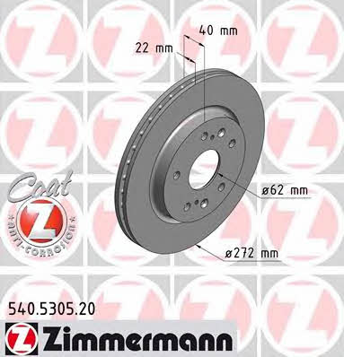 Otto Zimmermann 540.5305.20 Front brake disc ventilated 540530520