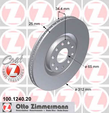 Otto Zimmermann 100.1240.20 Front brake disc ventilated 100124020