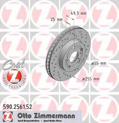 Otto Zimmermann 590.2561.52 Front brake disc ventilated 590256152