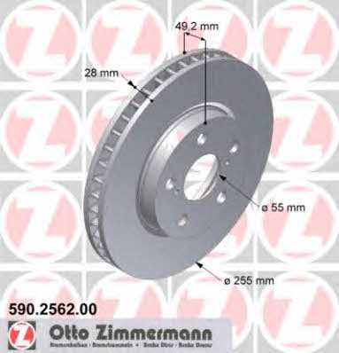 Otto Zimmermann 590.2562.00 Front brake disc ventilated 590256200