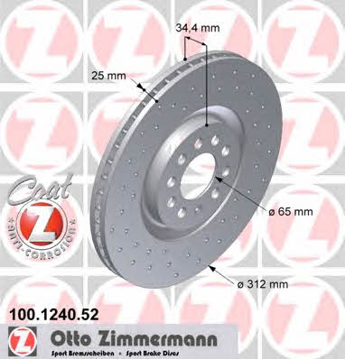 Otto Zimmermann 100.1240.52 Front brake disc ventilated 100124052