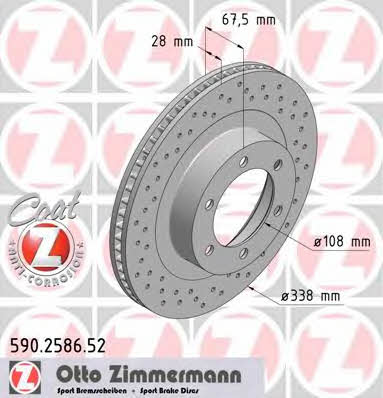Front vented brake disc Otto Zimmermann 590.2586.52