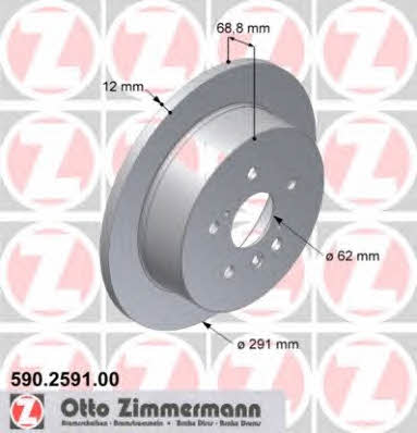 Otto Zimmermann 590.2591.00 Rear brake disc, non-ventilated 590259100