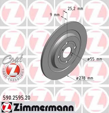 Otto Zimmermann 590.2595.20 Rear brake disc, non-ventilated 590259520