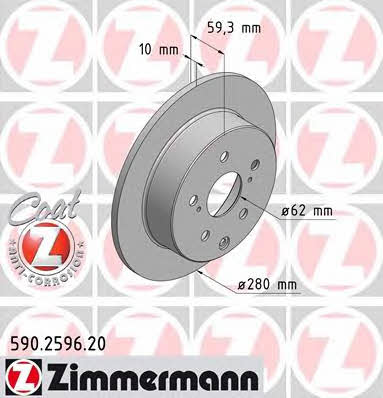 Otto Zimmermann 590.2596.20 Rear brake disc, non-ventilated 590259620