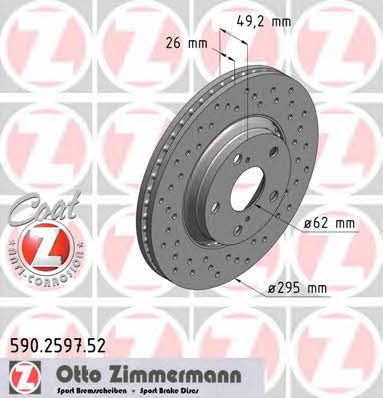 Otto Zimmermann 590.2597.52 Front brake disc ventilated 590259752