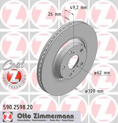Otto Zimmermann 590.2598.20 Front brake disc ventilated 590259820