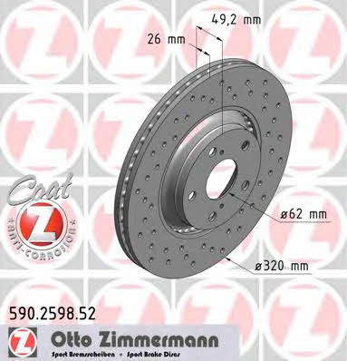 Otto Zimmermann 590.2598.52 Brake disc 590259852