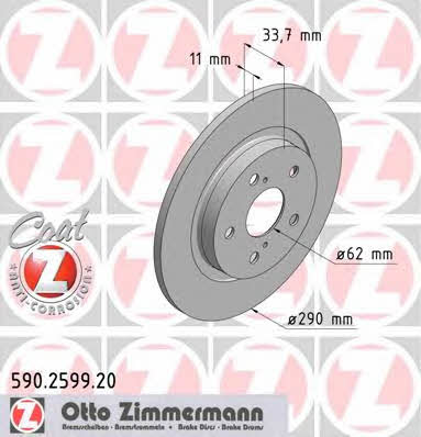 Otto Zimmermann 590.2599.20 Rear brake disc, non-ventilated 590259920