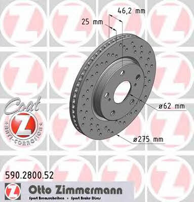 Otto Zimmermann 590.2800.52 Front brake disc ventilated 590280052