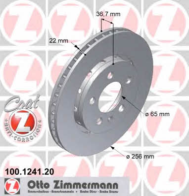Otto Zimmermann 100.1241.20 Rear ventilated brake disc 100124120