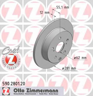 Otto Zimmermann 590.2801.20 Rear brake disc, non-ventilated 590280120