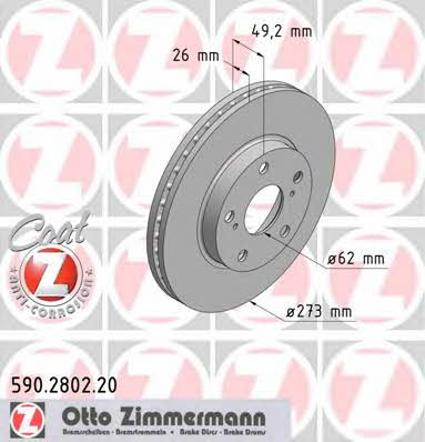 Otto Zimmermann 590.2802.20 Front brake disc ventilated 590280220
