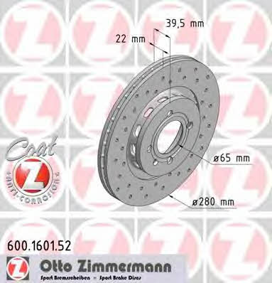 Otto Zimmermann 600.1601.52 Front brake disc ventilated 600160152