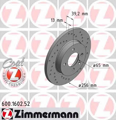 Otto Zimmermann 600.1602.52 Brake disc 600160252