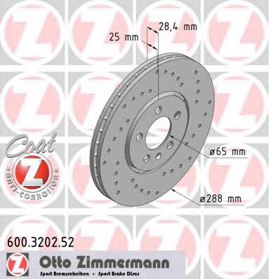 Otto Zimmermann 600.3202.52 Front brake disc ventilated 600320252