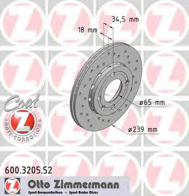 Otto Zimmermann 600.3205.52 Front brake disc ventilated 600320552