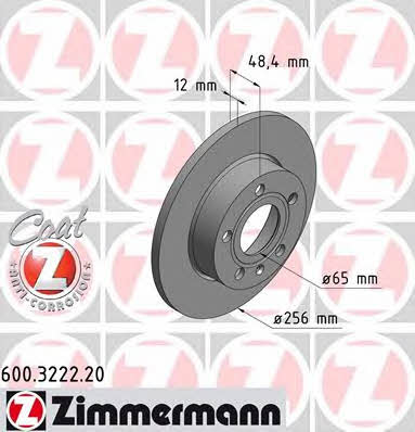 Rear solid brake disc Otto Zimmermann 600.3222.20