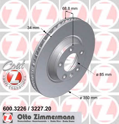 Otto Zimmermann 600.3226.20 Front brake disc ventilated 600322620