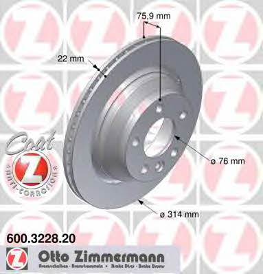 Otto Zimmermann 600.3228.20 Rear ventilated brake disc 600322820