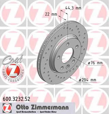 Otto Zimmermann 600.3232.52 Brake disc 600323252