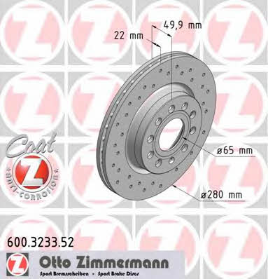 Otto Zimmermann 600.3233.52 Front brake disc ventilated 600323352