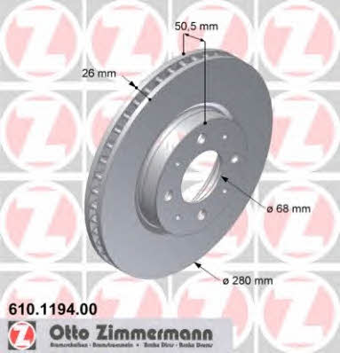 Otto Zimmermann 610.1194.00 Brake disc 610119400