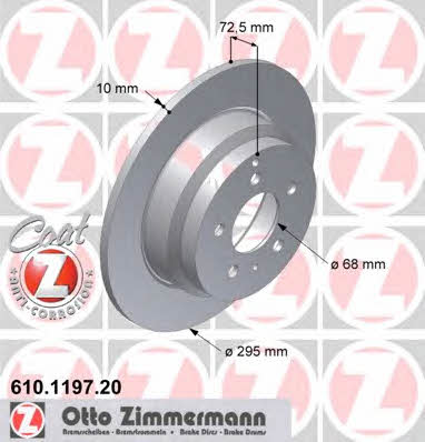 Otto Zimmermann 610.1197.20 Rear brake disc, non-ventilated 610119720