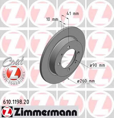Otto Zimmermann 610.1198.20 Rear brake disc, non-ventilated 610119820