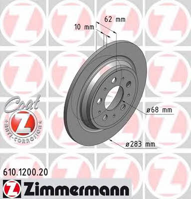 Otto Zimmermann 610.1200.20 Rear brake disc, non-ventilated 610120020