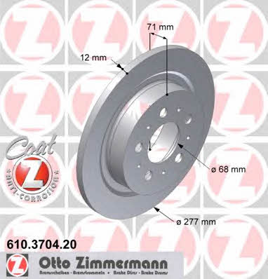 Otto Zimmermann 610.3704.20 Rear brake disc, non-ventilated 610370420