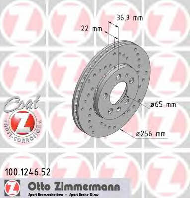 Otto Zimmermann 100.1246.52 Brake disc 100124652