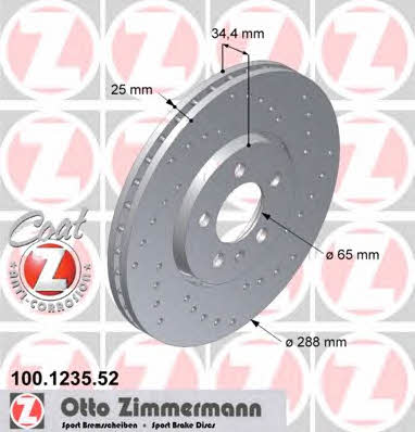 Otto Zimmermann 100.1247.52 Front brake disc ventilated 100124752