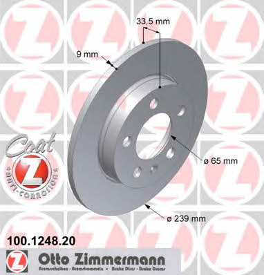 Otto Zimmermann 100.1248.20 Rear brake disc, non-ventilated 100124820