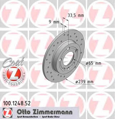 Otto Zimmermann 100.1248.52 Brake disc 100124852