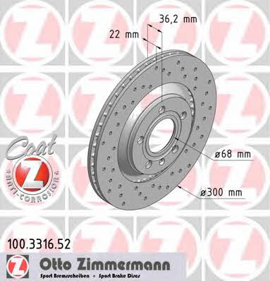 Otto Zimmermann 100.3316.52 Brake disc 100331652