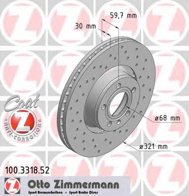 Otto Zimmermann 100.3318.52 Front brake disc ventilated 100331852