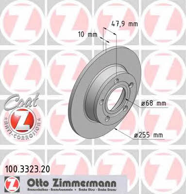 Otto Zimmermann 100.3323.20 Rear brake disc, non-ventilated 100332320