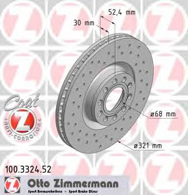 Otto Zimmermann 100.3324.52 Brake disc 100332452