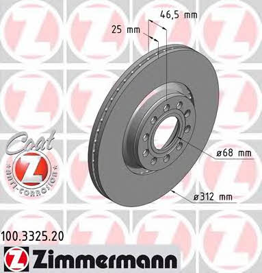 Otto Zimmermann 100.3325.20 Front brake disc ventilated 100332520