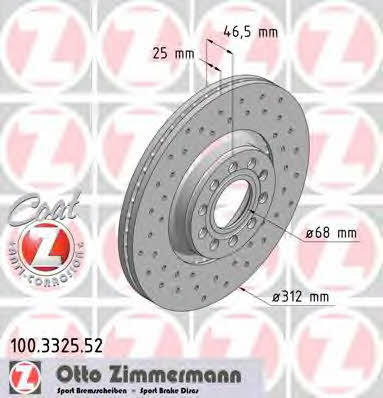 Otto Zimmermann 100.3325.52 Front brake disc ventilated 100332552