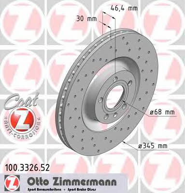 Otto Zimmermann 100.3326.52 Front brake disc ventilated 100332652