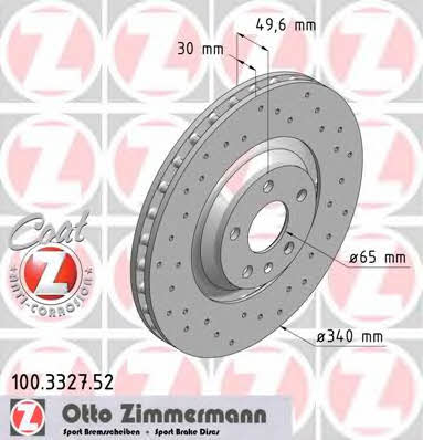 Otto Zimmermann 100.3327.52 Front brake disc ventilated 100332752