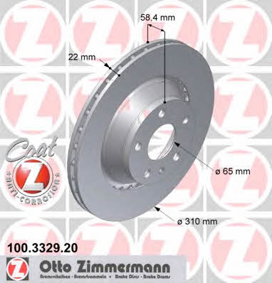 Otto Zimmermann 100.3329.20 Rear ventilated brake disc 100332920