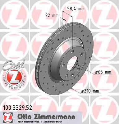 Otto Zimmermann 100.3329.52 Rear ventilated brake disc 100332952
