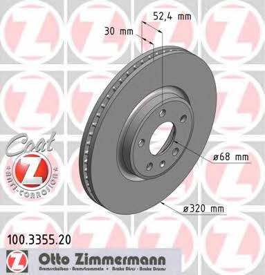 Front vented brake disc Otto Zimmermann 100.3355.20