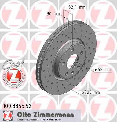 Front vented brake disc Otto Zimmermann 100.3355.52