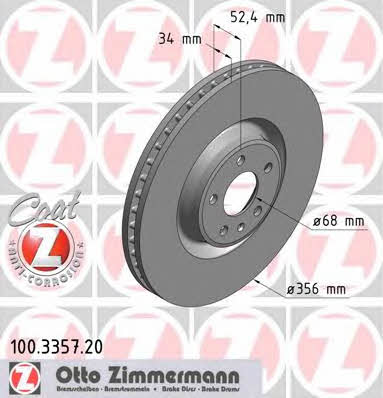 Otto Zimmermann 100.3357.20 Front brake disc ventilated 100335720